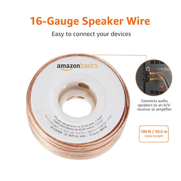 amazon basics 16-Gauge Speaker Wire - 100 Feet, Transparent