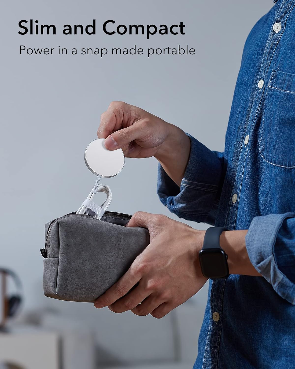 ESR Magnetic Wireless Charger, Magsafe Charger Compatible with iPhone 16/15/14/13/12 Series, AirPods 4/3/AirPods Pro, Strong Magnetic Lock, Silver