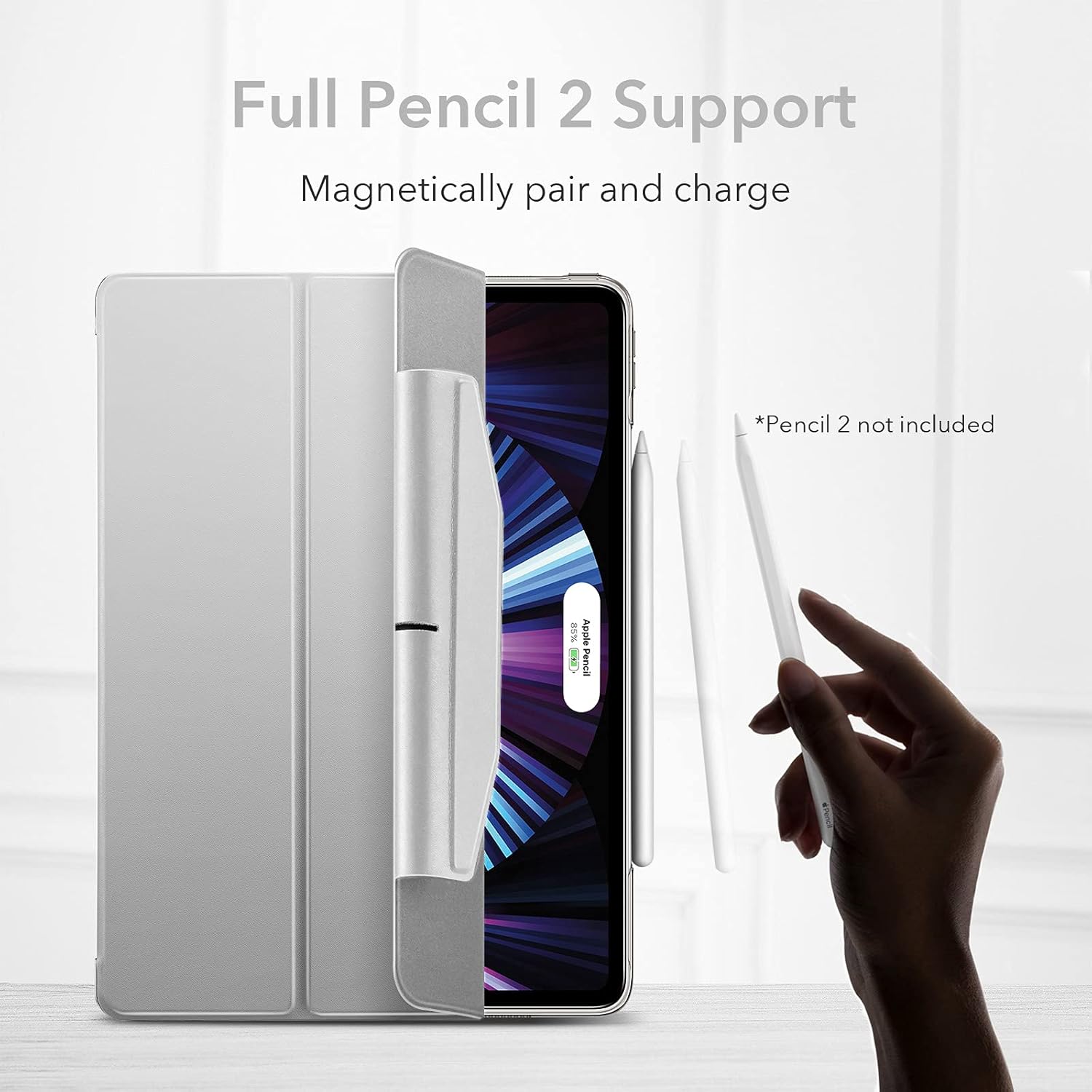ESR Translucent Stand Case for iPad Pro 11 inch (2022/2021, 4th/3rd Gen), Cover with Clasp, Auto Sleep/Wake, Wireless Pencil 2 Charging, Ascend Trifold, Frosted Grey