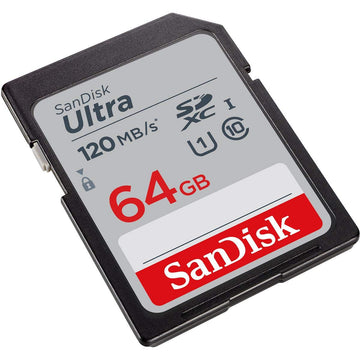 SanDisk Ultra SDXC UHS-I Card 64GB 120MB/s R, for DSLR Cameras, for Full HD Recording, 10Y Warranty