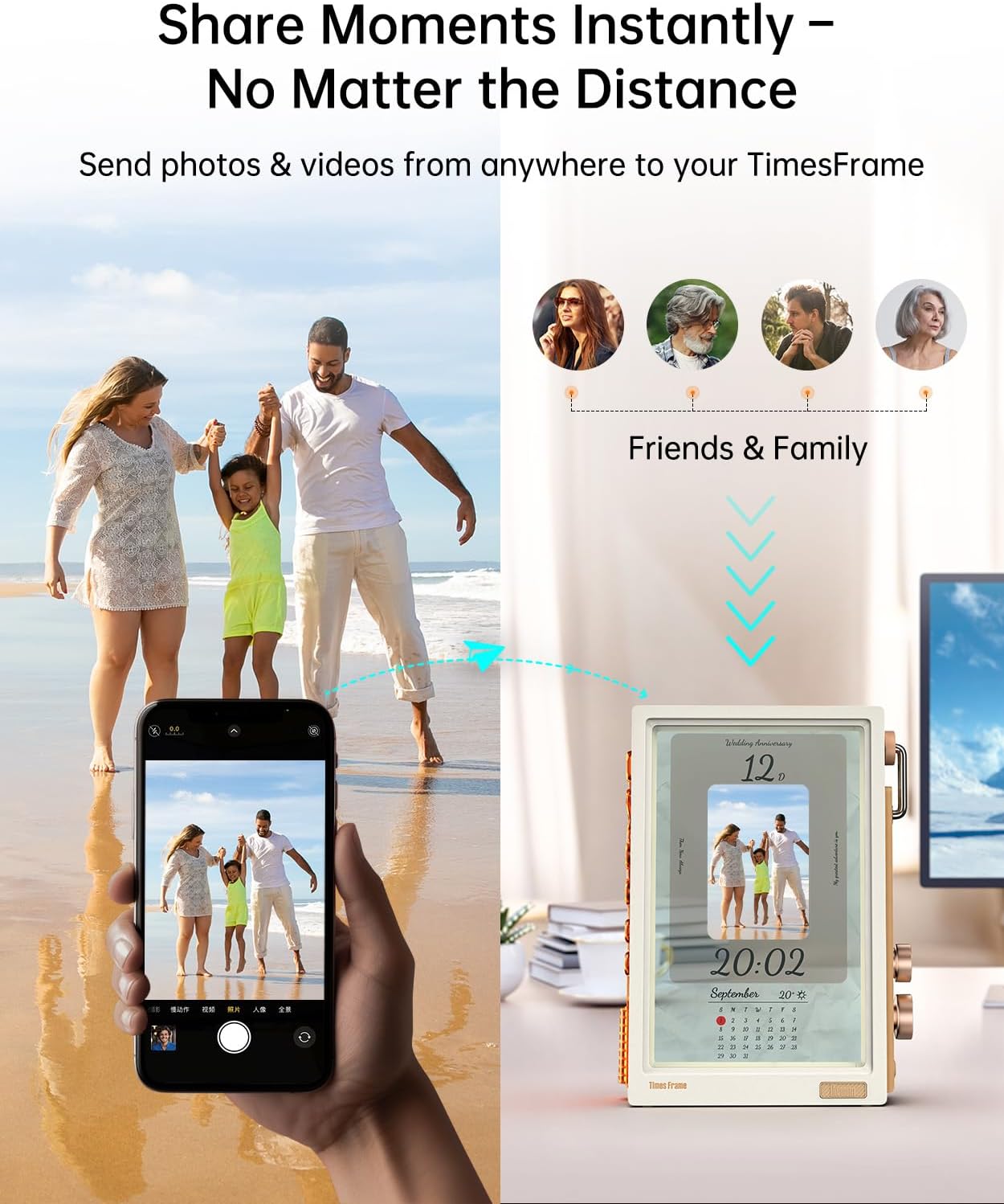 Divoom Times Frame-10.1" Digital Picture Frame Transparent IPS with RGBLED Rotary Knob WiFi 64GB 400+Clock Faces Widget 50+API Feeds Gift Mode Pixel Art Community Personalized Data Display (White)