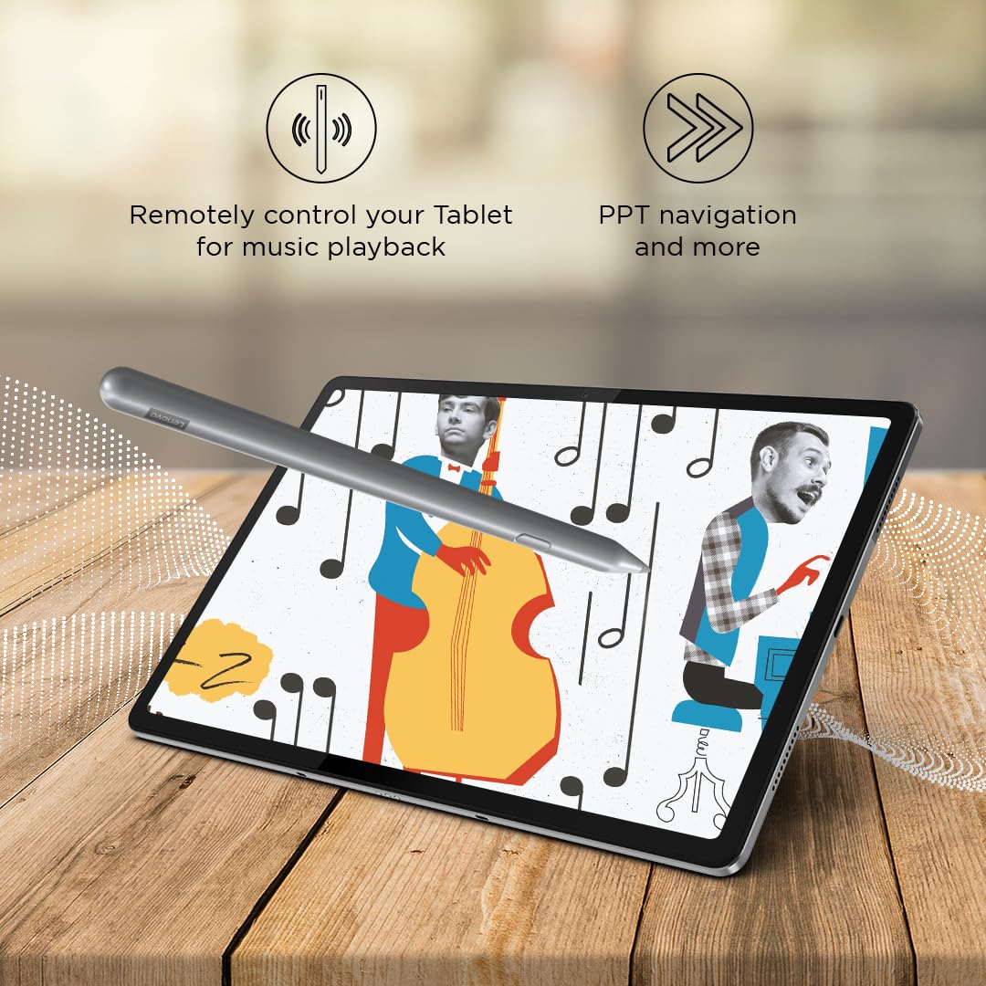 Lenovo Original Pen Plus for Tablet, Slim Design - Weighing Only 14 Grams,4096 Pressure Levels,80 Mah Battery,Remote Control Feature,Magnetic Body [Supports: Tab Plus, Tab P12, M10 5G] [Color: Grey]