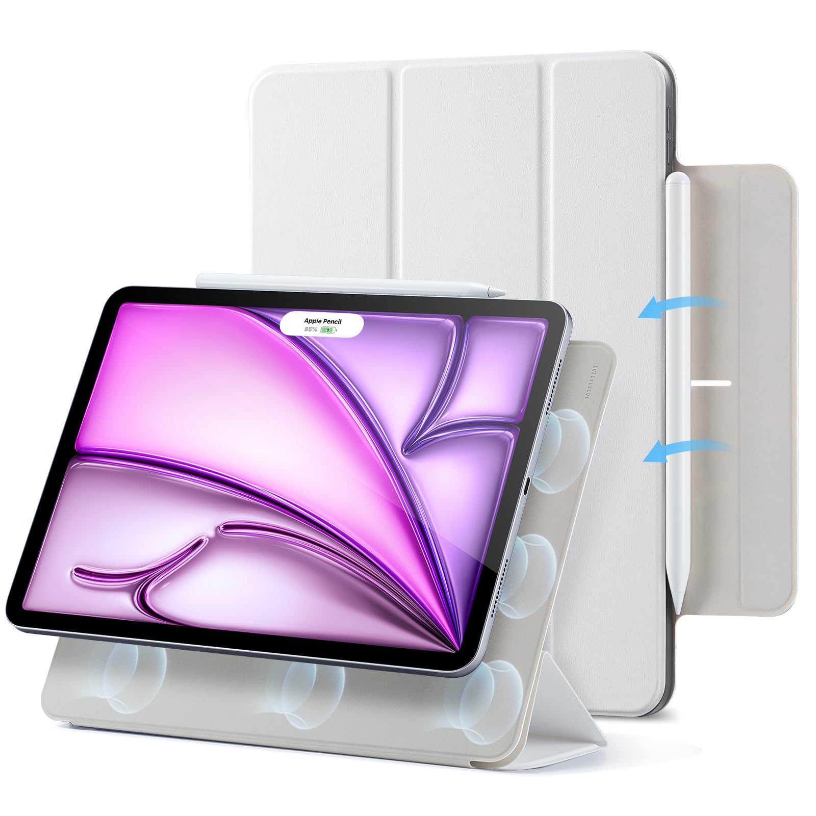 ESR for iPad Air 13 Inch Case M4/M3/M2 (2026/2025/2024), iPad Pro 12.9 Cover, Powerful Magnetic Attachment, Slim Trifold Stand Case, Supports Pencil Pro & Pencil (USB-C), Rebound Series, Pink