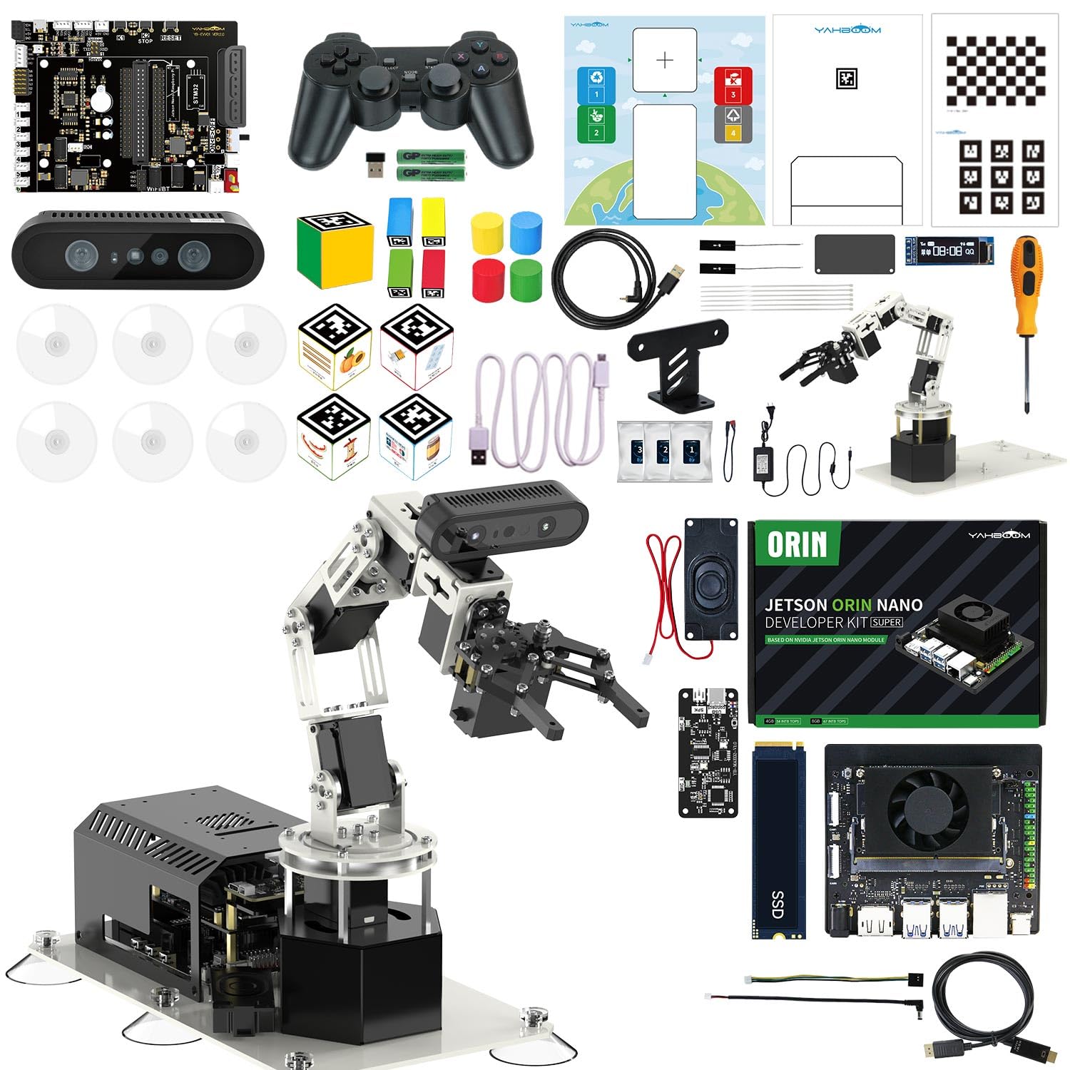 Yahboom Jetson Orin NX Super 16GB 157Tops Robotic Arm 3D Recognition Scanning, Depth Camera Visual AI with Display Supports AI Voice Interaction