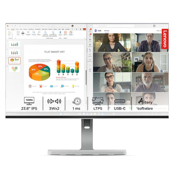 Lenovo L-Series 24 inch (60.4cm) FHD IPS Monitor| 100Hz, 1ms, FreeSync, 3Wx2 Speakers, 4xUSB-A, 1xUSB-C, 1x HDMI, PD-45W, Tilt, Swivel,Pivot Height Adjust Stand: for Home & Office use, Grey, L24m-4A