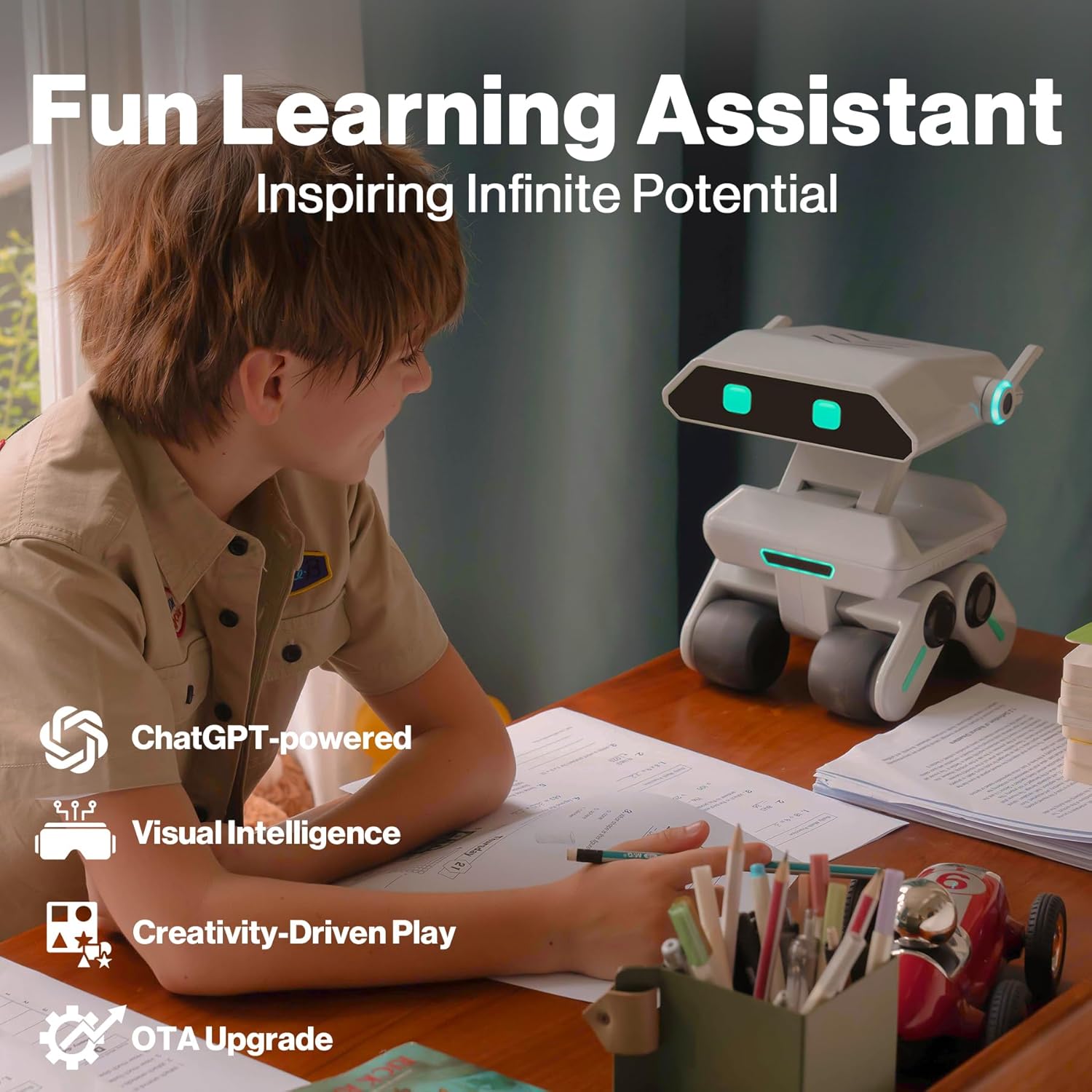 YONBO AI Robot for Kids, Programmable & Interactive AI Robot, STEAM Educational Toy ChatGPT Powered, Personalized Companion Robot with Voice Control, Visual Recognition, Emotion-Aware, Long Memory