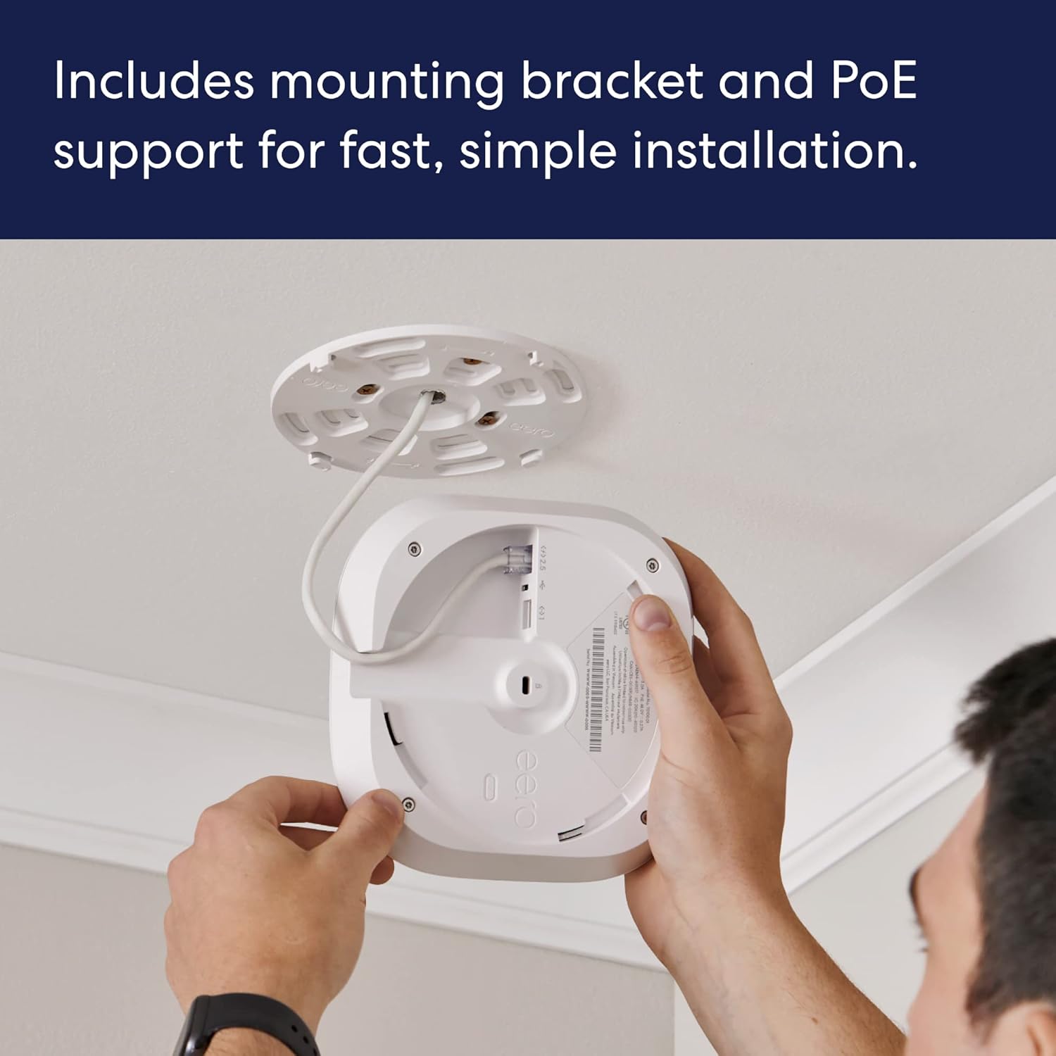 Amazon eero PoE 6 - Ceiling/wall-mountable, Dual-band Wi-Fi 6 access point, PoE powered, AC adapter not included