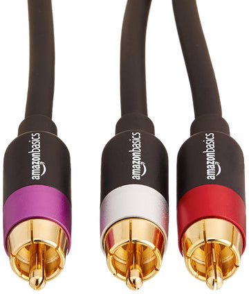amazon basics 1-Male To 2-Male Rca Audio Interconnects For Dvd Player, Television - 4 Feet, 1-Male To 2-Male (Black, Red, Purple, Silver), Black
