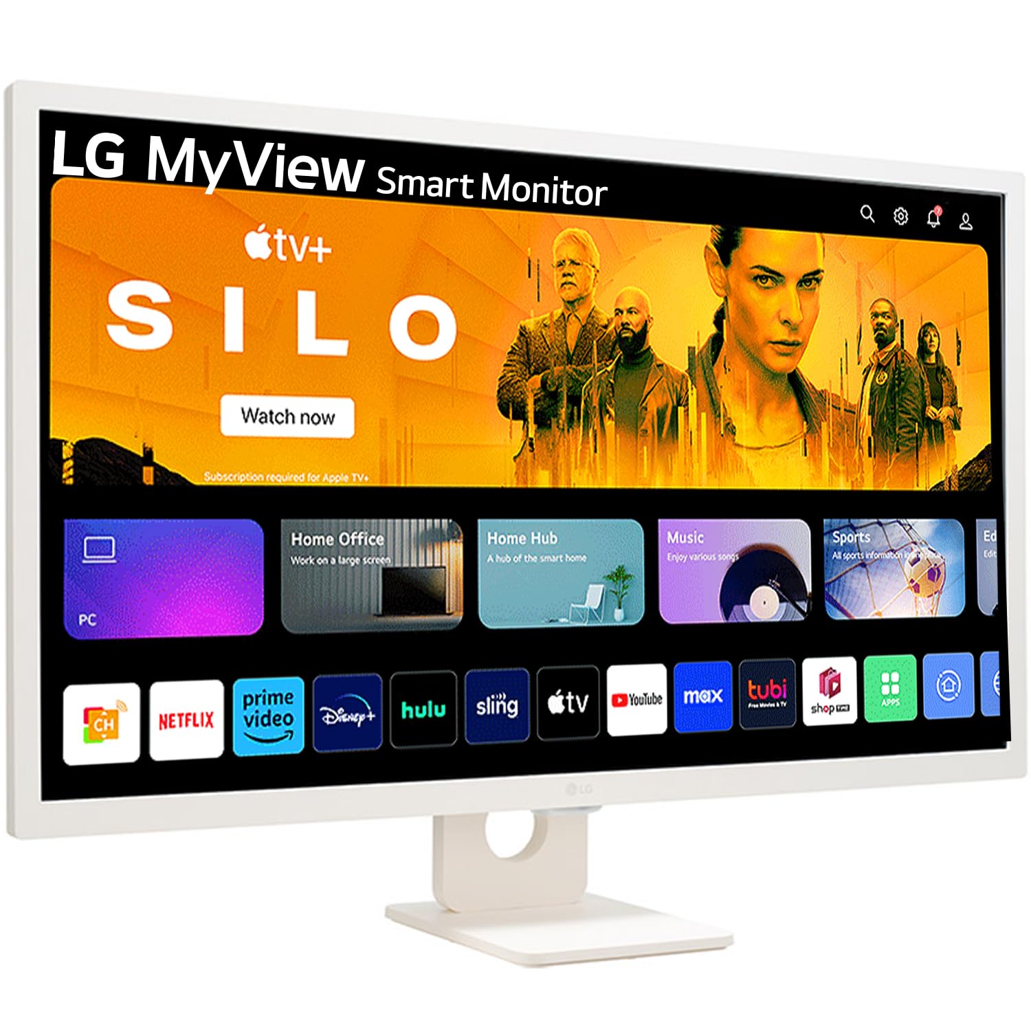 LG 32SR50F Smart Monitor (32", 80cm), FHD IPS Display (1920 x 1080) with webOS, Work & Play Smarter, ThinQ Home Dashboard, AirPlay 2 + Screen Share + Bluetooth, Stylish Design - White