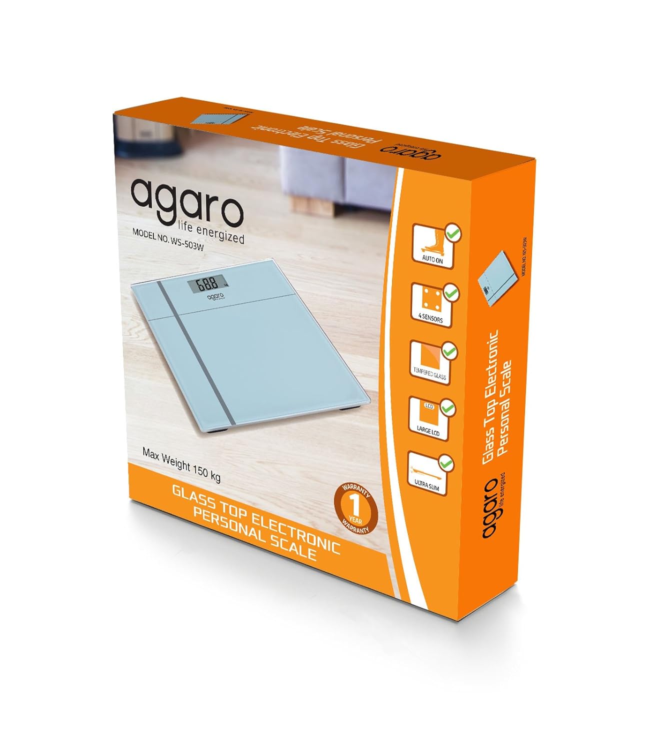 Agaro Glass Top Electronic Personal Scale_WS503W