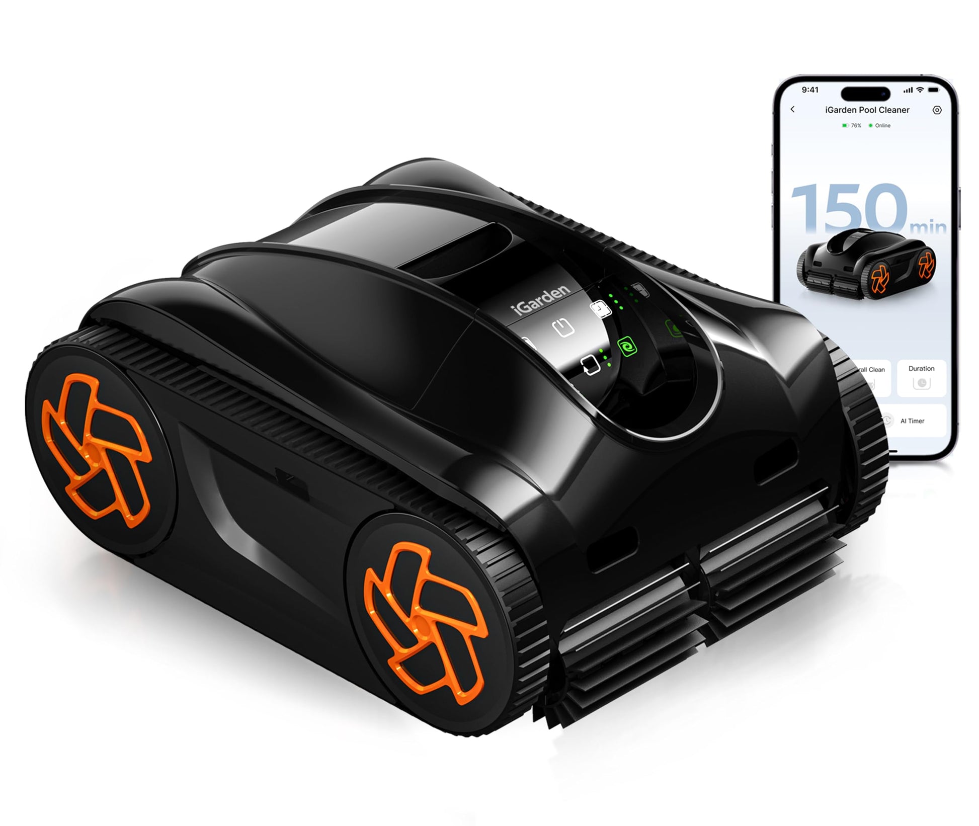 (2025 Upgrade) iGarden Pool Cleaner K36, Cordless Pool Vacuum Robot for Inground & Above Ground Pools, Smart Navigation, 220 Min Runtime, Touchscreen, Self-Parking, Cleans Floor, Wall & Waterline