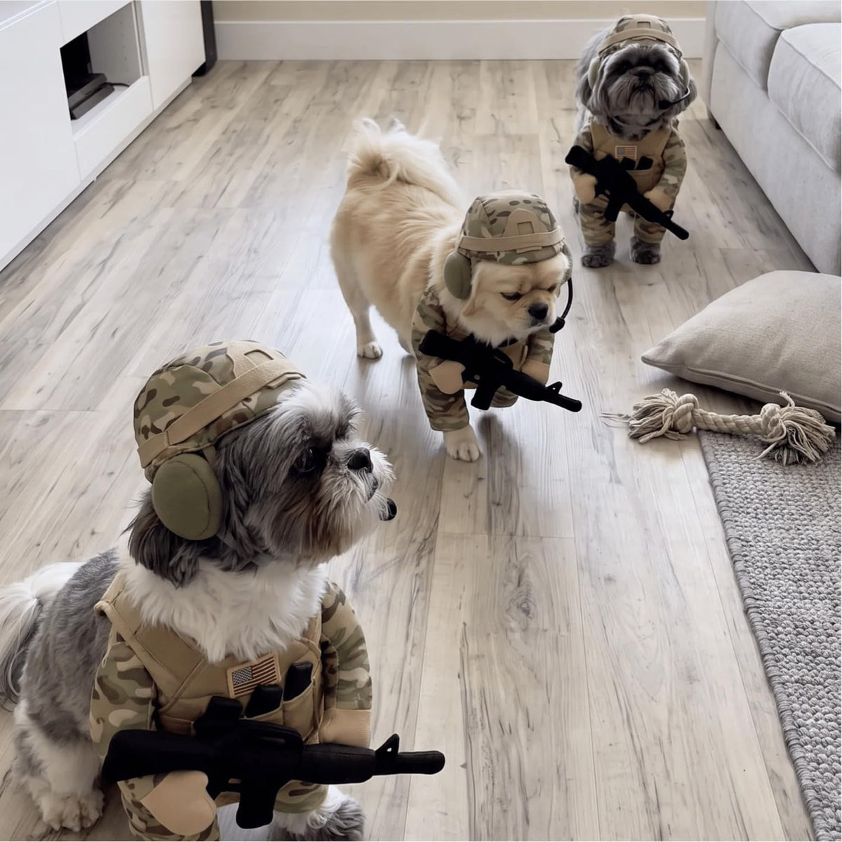 Pet Tactical Soldier Uniform, Halloween Pet Soldier Costume, Dog and Cat Funny Clothes Outfit Apparel for Small Medium, Tactical Dog Harness for Small Dogs with Hat, Perfect for Photos, Parties (M)