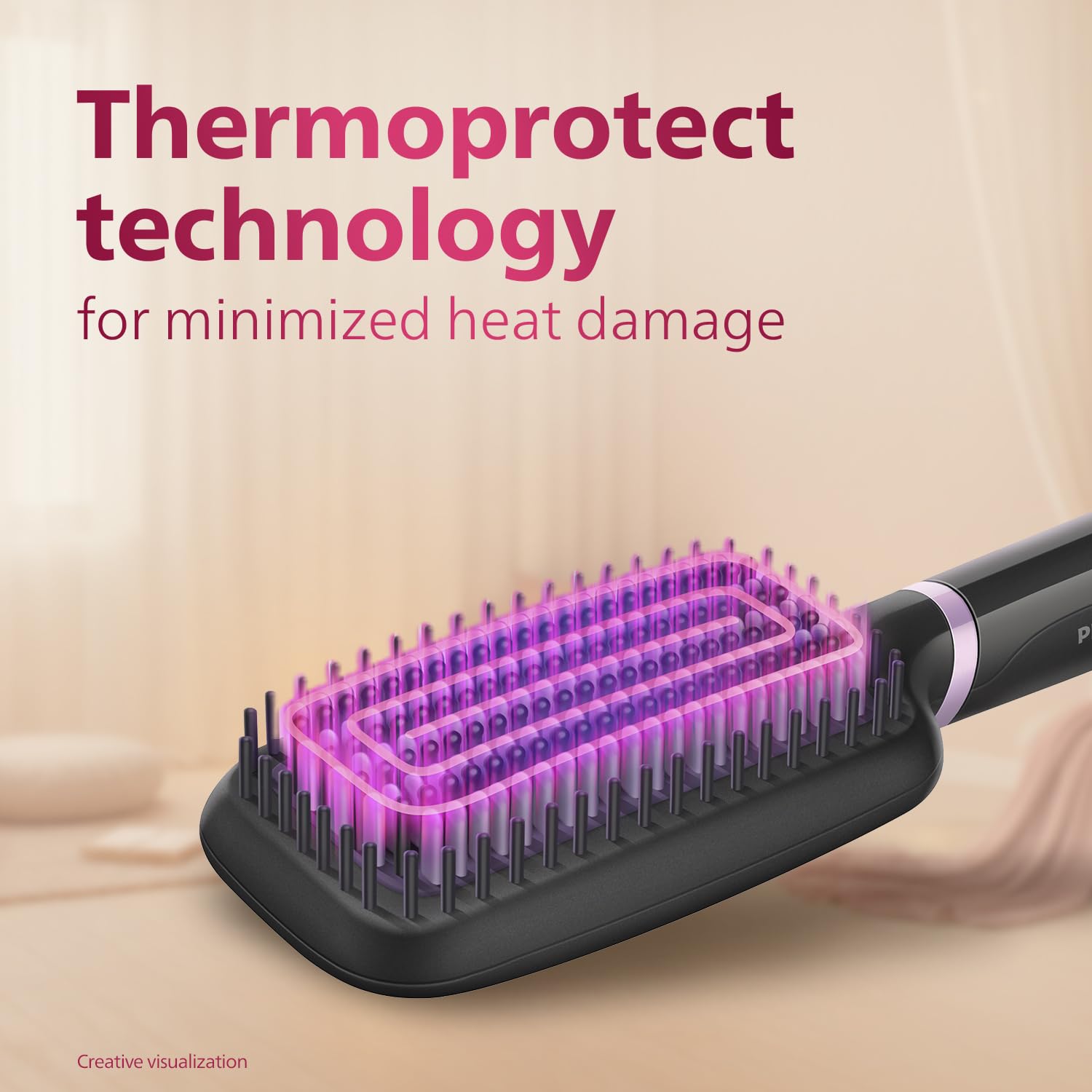 Philips India's No.1 Hair Styling Brand -Hair Straightener Brush, Naturally Straight in 5 Mins,5X Less Frizz,SilkProtect Keratin Tech,Triple Bristle Fast 50s Heatup,Scalp Protect,For Indian Hair,BHH880
