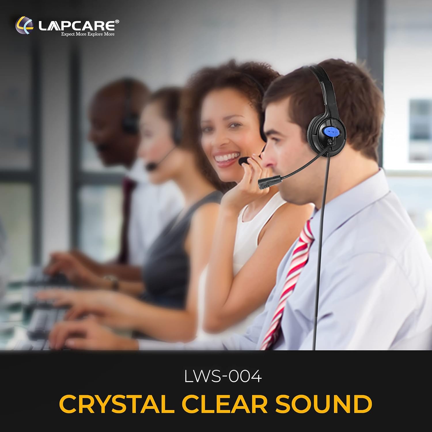 LAPCARE LWS004 Black | Adjustable Headset | Ideal for Gaming and Voice Recording | Compatible with Computer/Mobile Phones/Xbox/PS4 | Wired Over Ear Headphone with Mic