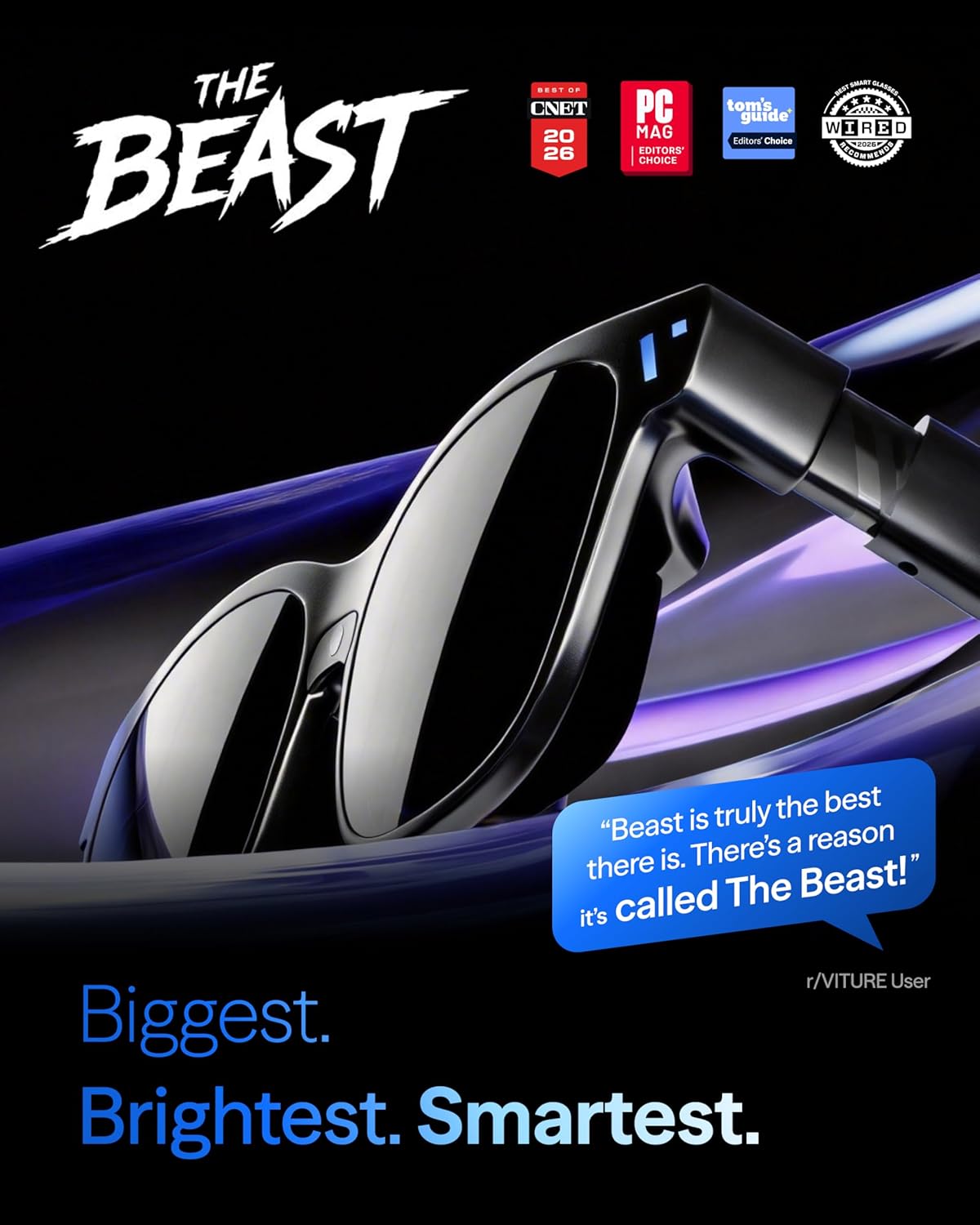 VITURE Beast XR/AR Glasses: Biggest. Brightest. Smartest. 174" 1200p 58° FOV, Built-in VisionPair™ 3DoF, Dynamic Dimming, Harman Audio, for iPhone, Android, Mac, PC, Switch 2