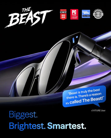 VITURE Beast XR/AR Glasses: Biggest. Brightest. Smartest. 174" 1200p 58° FOV, Built-in VisionPair™ 3DoF, Dynamic Dimming, Harman Audio, for iPhone, Android, Mac, PC, Switch 2