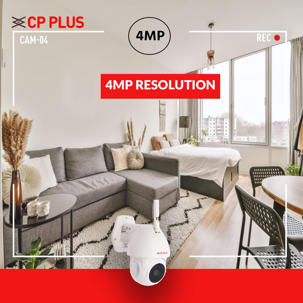 CP PLUS 4MP Outdoor Smart Wi-fi PT Camera | 360° with Pan & Tilt | Two Way Talk | Night Vision| SD Card (Up to 128 GB) | Alexa & Google Support | IP Ratings – IP65 | CP-Z41A