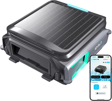 WYBOT F1 Pool Skimmer Robot with Solar & Battery, Cleans the Water Surface Automatically, Controllable via App, 24H Operation, For All Pool Types - Your Wireless Pool Robot, Olive Green