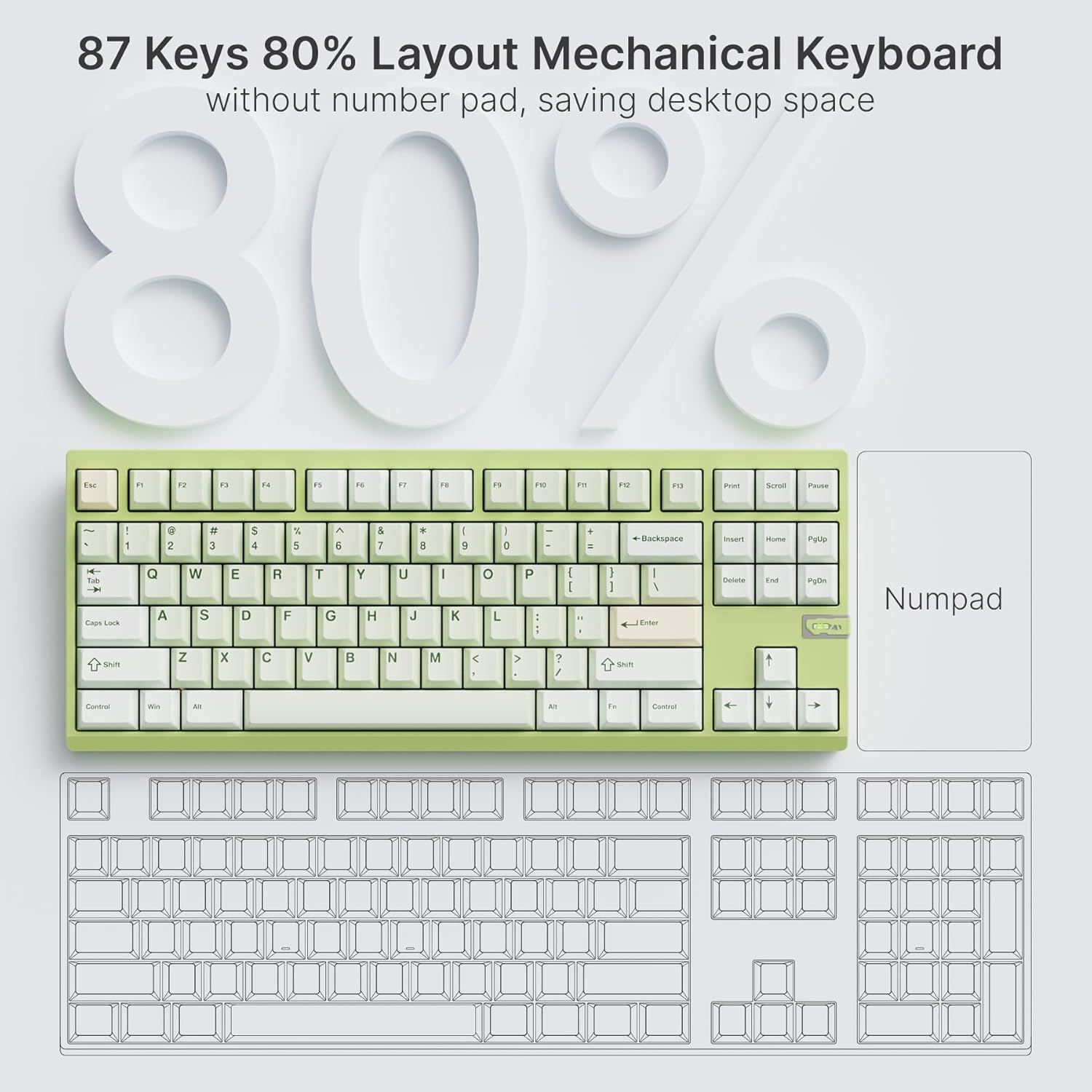 OOCTPK Chilkey ND TKL Aluminum Mechanical Keyboard, 87 Keys Tenkeyless Wireless Gaming Keyboard, Tri-Mode BT5.3/2.4GHz/USB-C PBT Keycaps Hot Swappable Custom Key Board for Windows Laptop Office PC