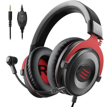 EKSA E900 Wired Stereo Gaming Headset-Over Ear Headphones with Noise Canceling Mic, Detachable Headset Compatible with PS4, PS5, PC, Laptop (Black/Red))