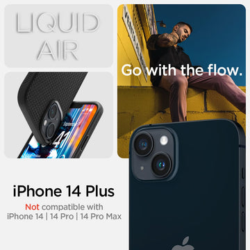 Spigen Liquid Air Back Cover Case Compatible with iPhone 14 Plus (TPU | Matte Black)