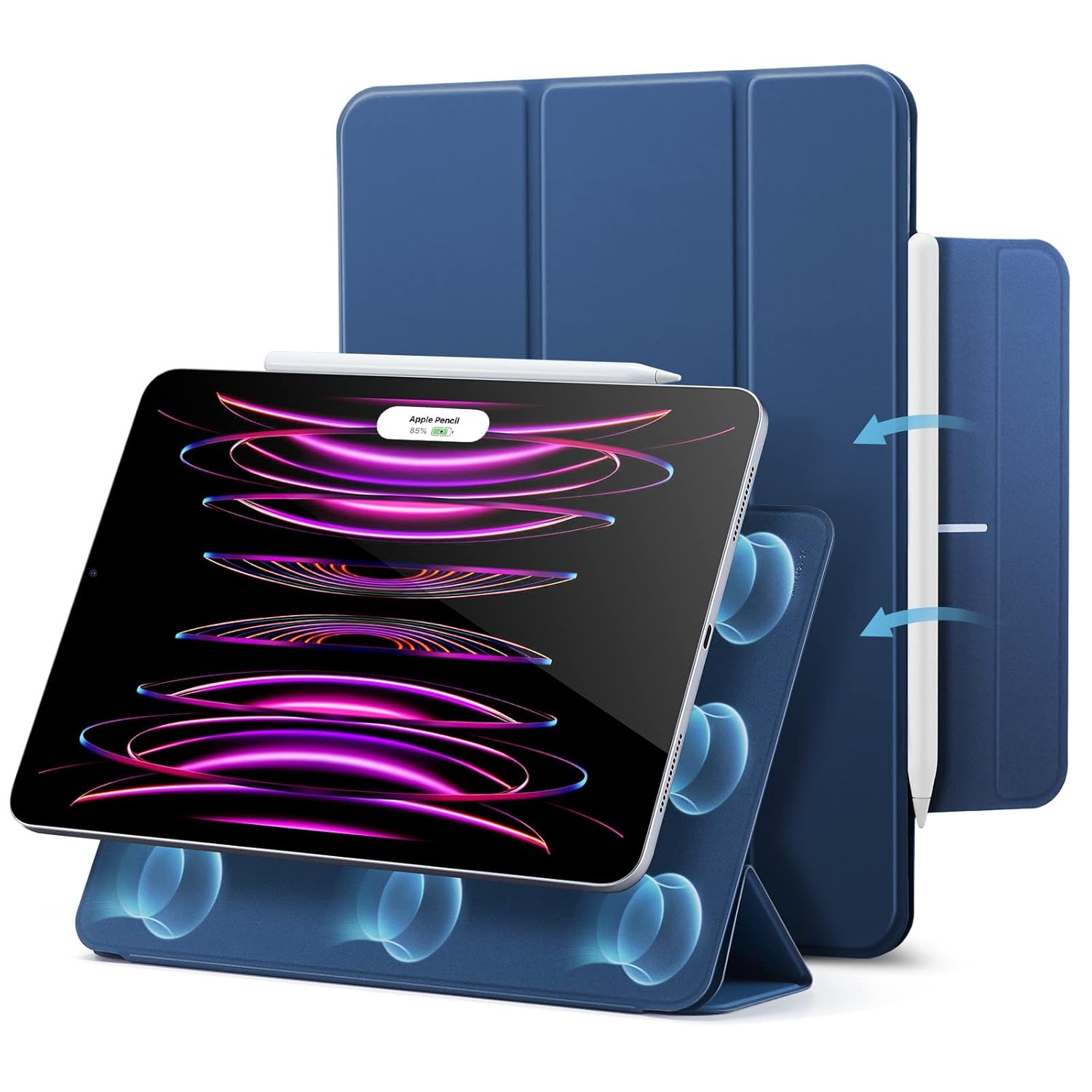 ESR for iPad Pro 12.9 inch Cover (2022/2021/2020, 6th/5th/4th Generation), iPad Air 13 inch Case 2025/2024, Convenient Magnetic Attachment, 2-Way Stand, Rebound Magnetic Case, Navy Blue