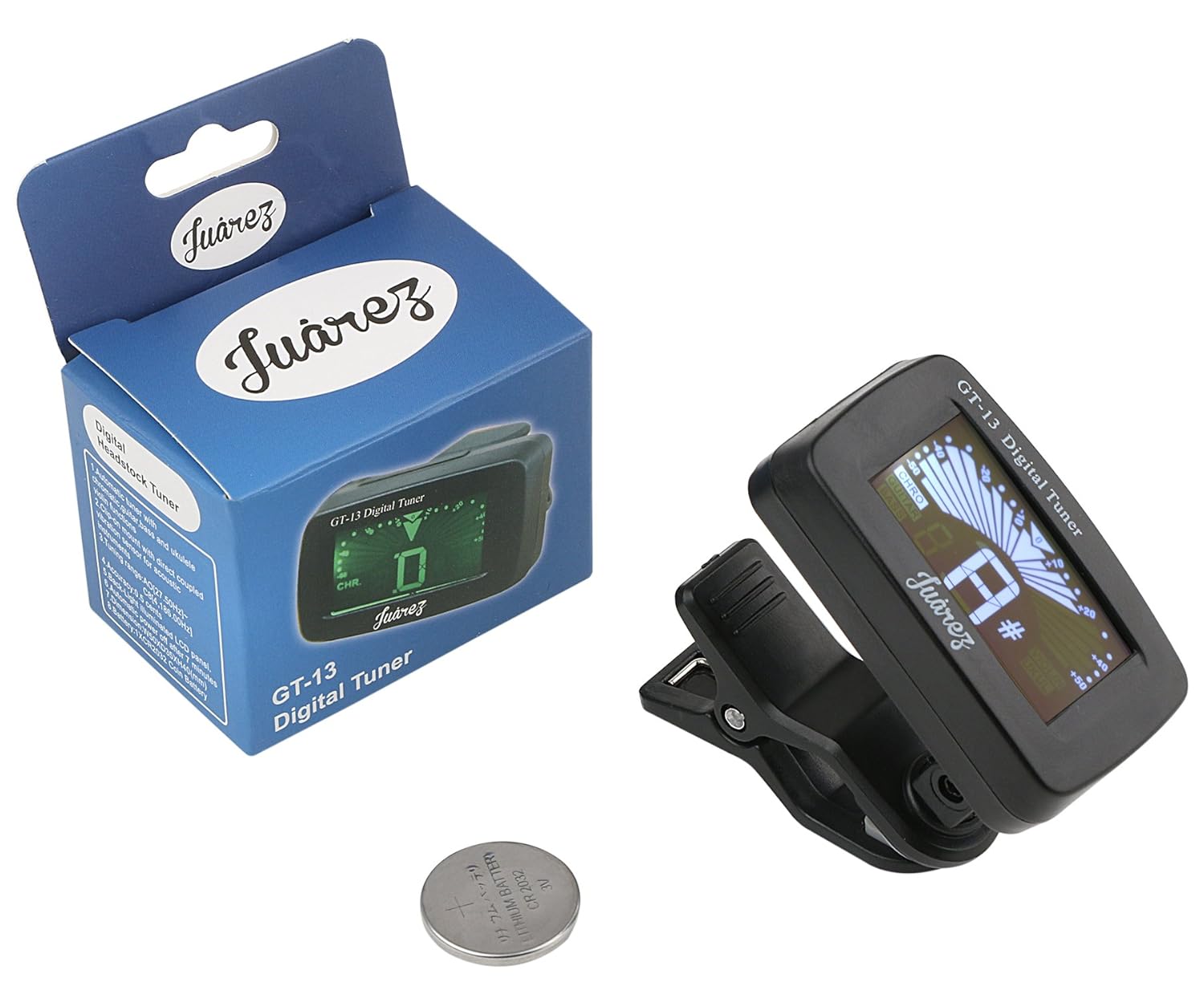 Juârez GT-13 Digital LCD Guitar Bass Violin Ukulele Clip On Automatic Chromatic Tuner