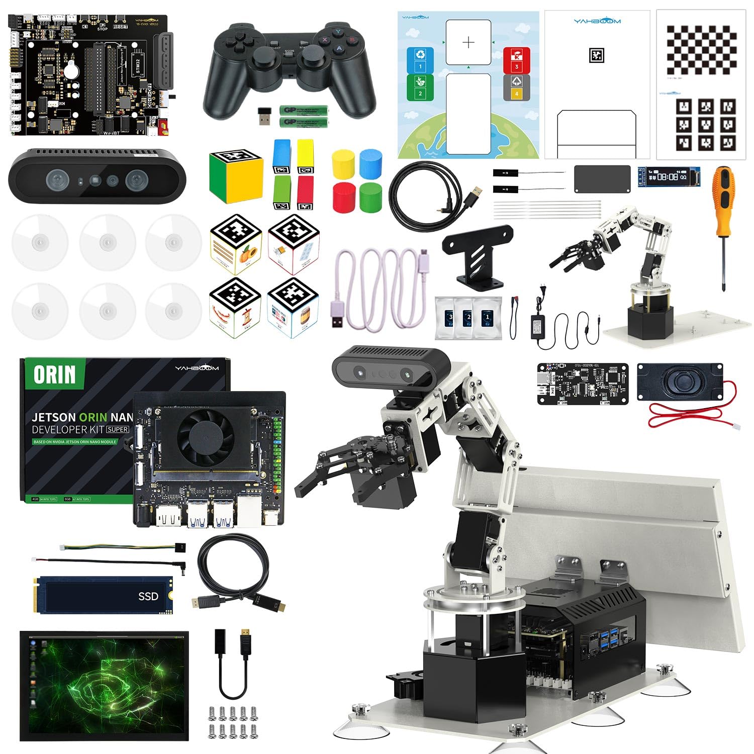 Yahboom Jetson Orin NX Super 16GB 157Tops Robotic Arm 3D Recognition Scanning, Depth Camera Visual AI with Display Supports AI Voice Interaction
