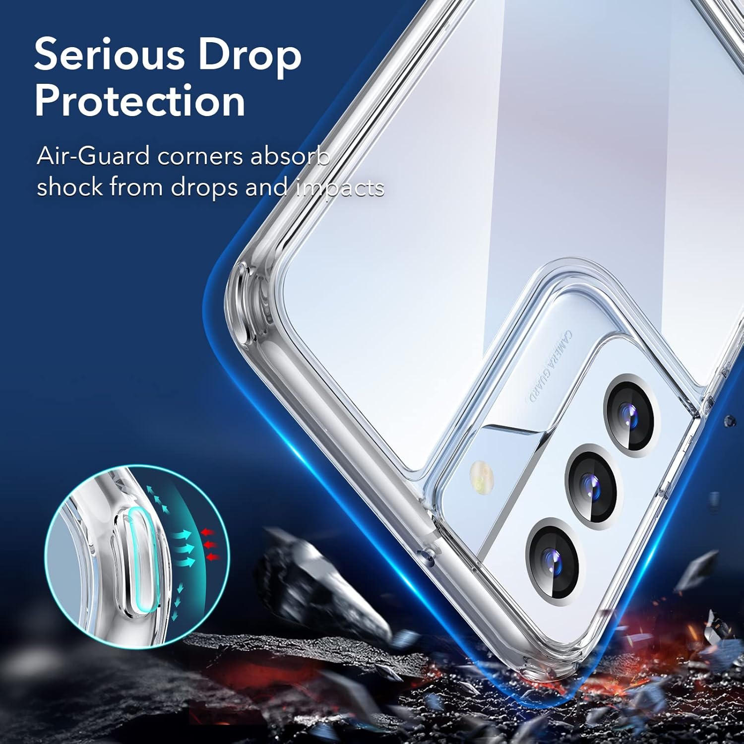 ESR Metal Poly Carbonate Clear Versatile Patented Kickstand Crystal Clear Scratch-Resistant Back Cover Compatible for Samsung Galaxy S22 Plus 2022 (6.6 Inch)