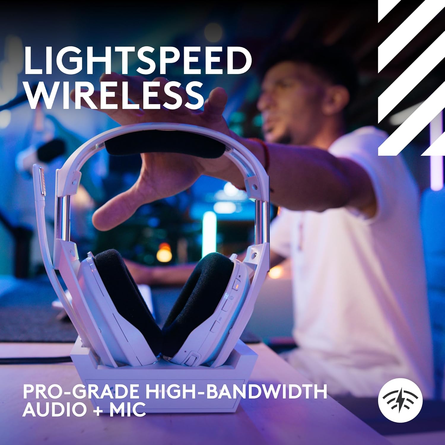 Logitech G Astro A50 X LIGHTSPEED Wireless Gaming Headset + Base Station, PRO-G GRAPHENE, PLAYSYNC across Xbox Series X|S + PS5 + PC/mac, Bluetooth, HDMI 2.1 Passthru - White