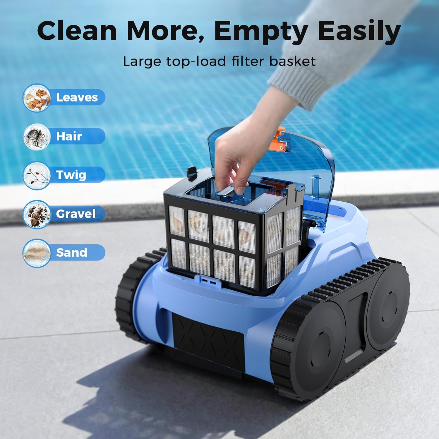 Cordless Robotic Pool Cleaner,Automatic Robotic Pool Vacuum for Inground Pools,Spa Pool Robot Cleaning up to 2150 Sq.ft for Floor,Wall Climbing,Waterline,4800GPH Suction,180min Battery Life