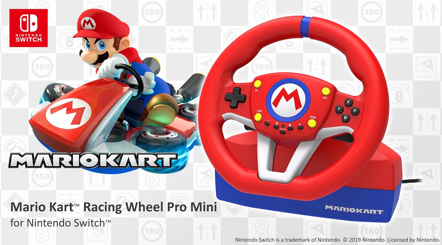Hori Nintendo Switch Mario Kart Racing Wheel Pro Mini By - Officially Licensed By Nintendo