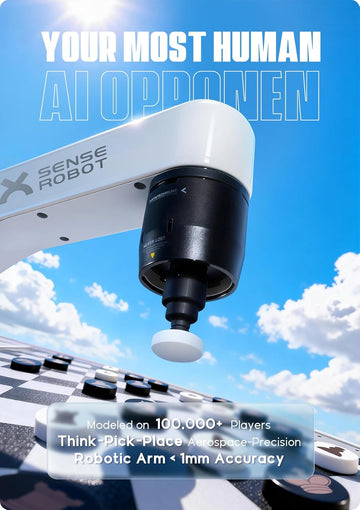 SenseRobot Lite — AI Robotic Chess & International Draughts (10×10) Set | 25 Chess Levels (Elo 200–2900), Epic Duel Elo 3200, Voice Guidance, Screen-Free Play, 1,200+ Lessons, Cloud & OTA