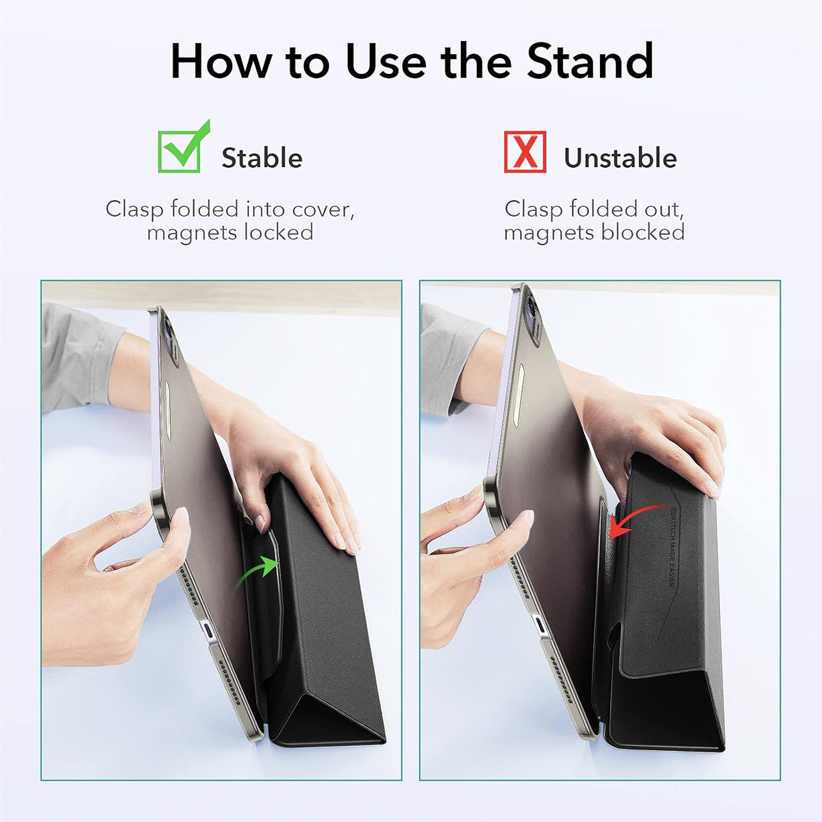 ESR for iPad Mini 6 Case(8.3 inch, 2021), Trifold Smart Case, Trifold Stand, Magnetic Clasp, Auto Sleep/Wake, Slim Lightweight Case for iPad Mini 6th Generation, Ascend Series, Black