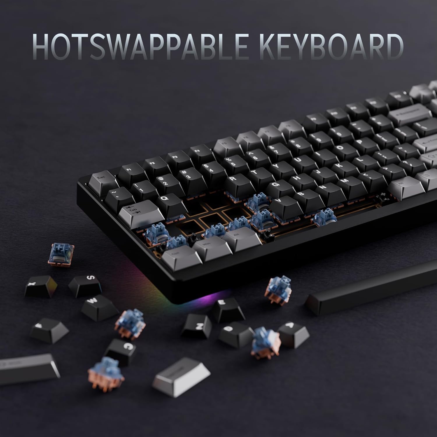 OOCTPK Wireless Mechanical Keyboard, Chilkey ND104 Gaming Keyboard 106% Hot Swappable Custom Keyboard with Knob, RGB Backlit, Bluetooth 5.4/2.4GHz/USB-C, Full-Aluminum, PC/Mac Support (43.8×14×3.5cm)