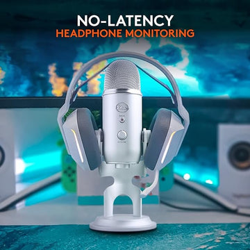 Blue Yeti USB Microphone for Recording, Streaming, Gaming, Podcasting on PC and Mac, Condenser Mic for Laptop or Computer with Blue VO!CE Effects, Adjustable Stand, Plug and Play - Silver