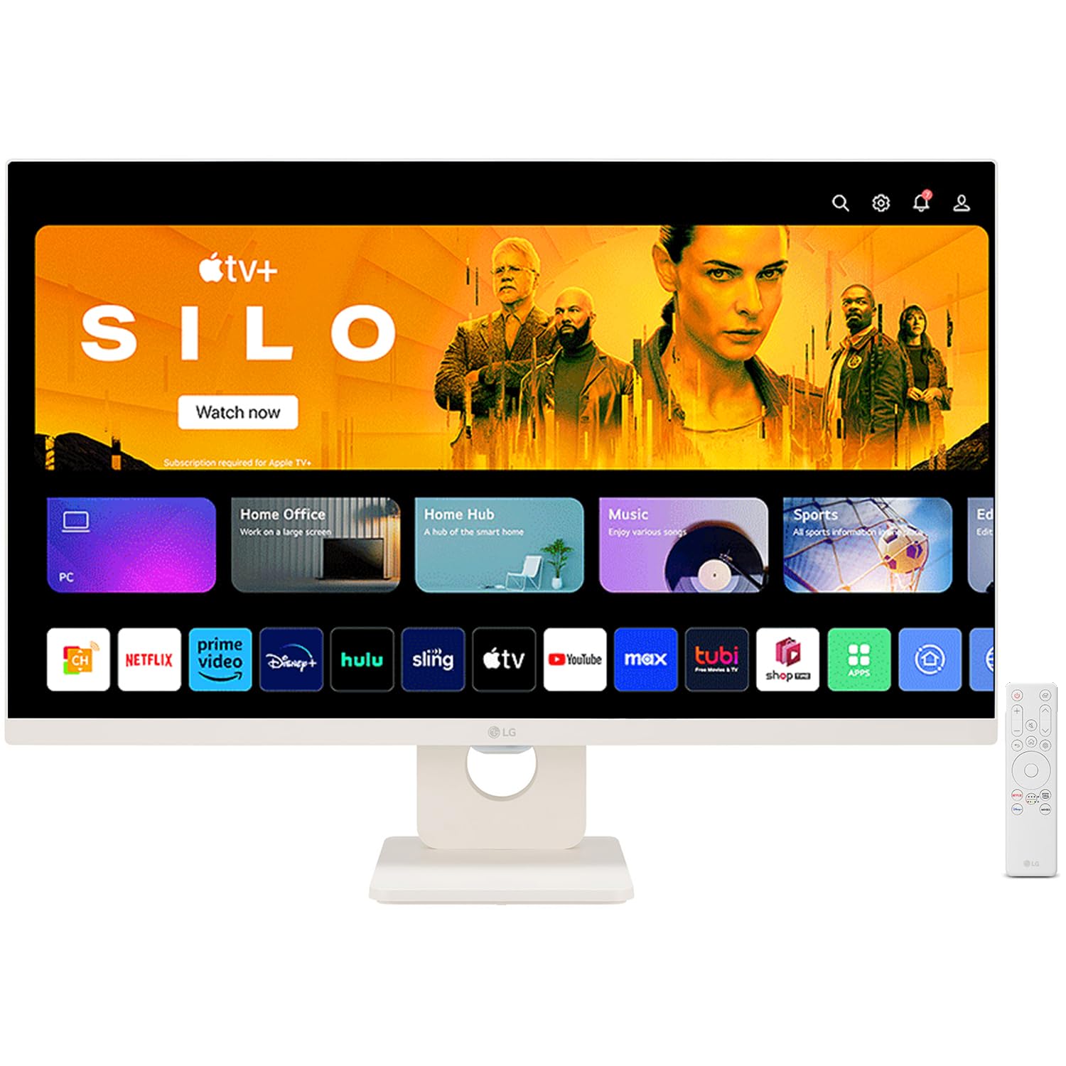 LG 32SR50F Smart Monitor (32", 80cm), FHD IPS Display (1920 x 1080) with webOS, Work & Play Smarter, ThinQ Home Dashboard, AirPlay 2 + Screen Share + Bluetooth, Stylish Design - White