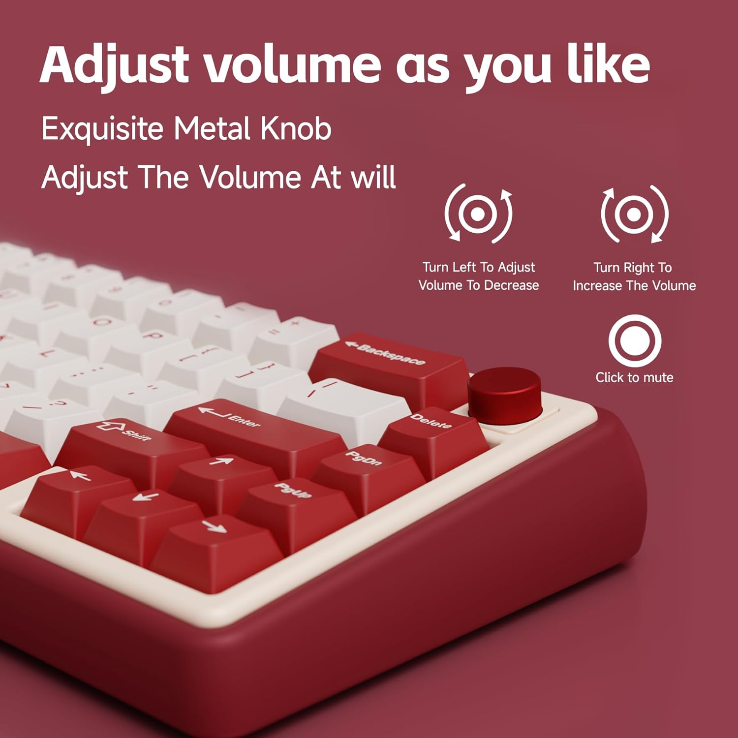 OOCTPK Chilkey Foxy65 Mechanical Keyboard with Knob, Gasket Mount 65% Aluminum Wireless Mechanical Keyboard, BT5.0/2.4GHz/USB-C, Hot Swappable, RGB Backlit Computer Custom Key Board for PC