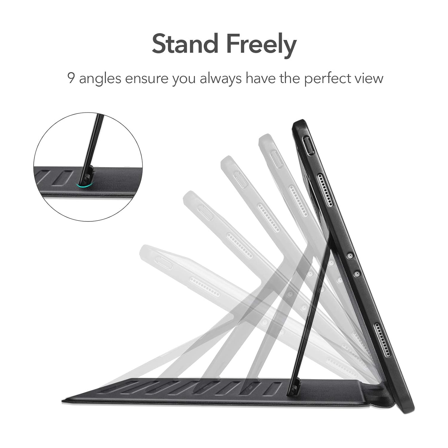 ESR Stand Case Compatible with iPad Pro 12.9 inch 2021, 9 Stand Angles, Rugged Protection, Magnetic Mounting, Pencil Holder, Sentry Series, Black