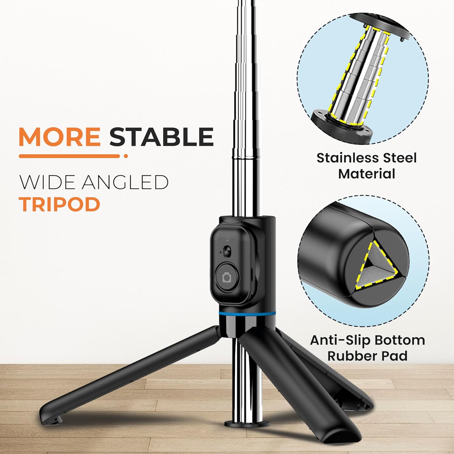 WeCool S4 Selfie Stick with Light in 6 Shades, 3 Colours & 2 Tones with Detachable Mobile Holder, Selfie Stick Extendable Upto 43 inc / 110cm, Tripod Stand...