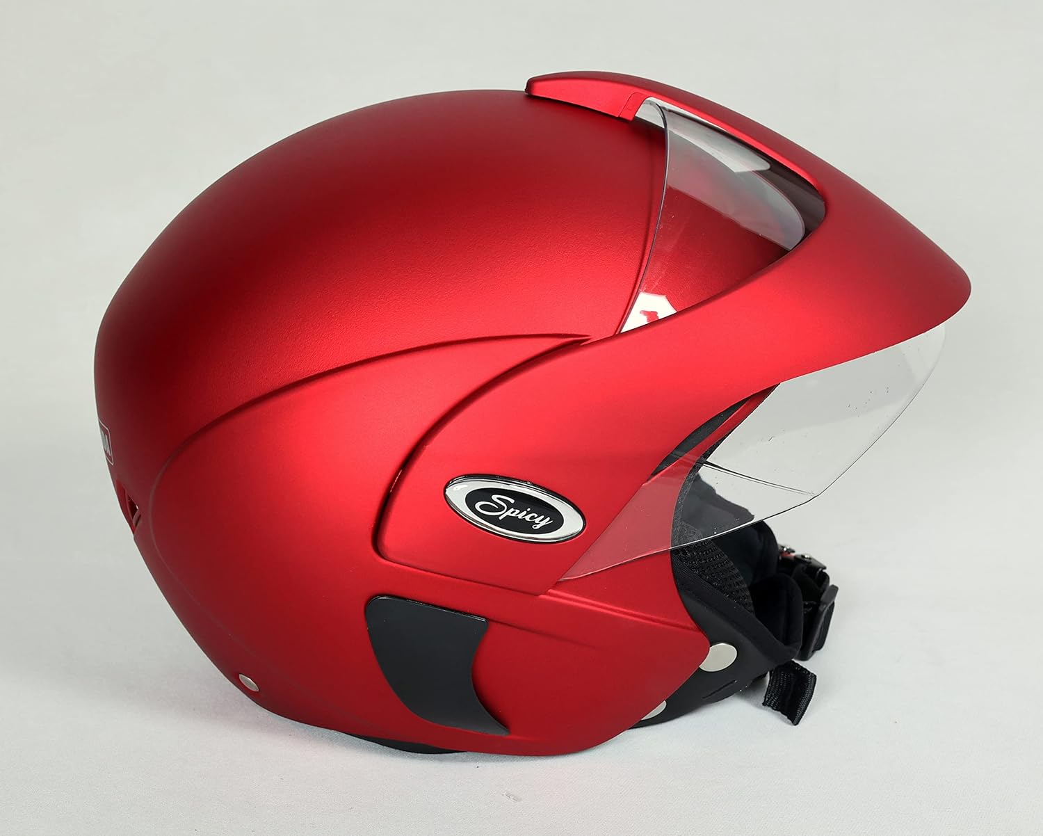 Spark Minda Spicy ISI Certified Open Face Helmet for Men & Women with Clear Visor (L 580 mm, Gloss Cherry Red)