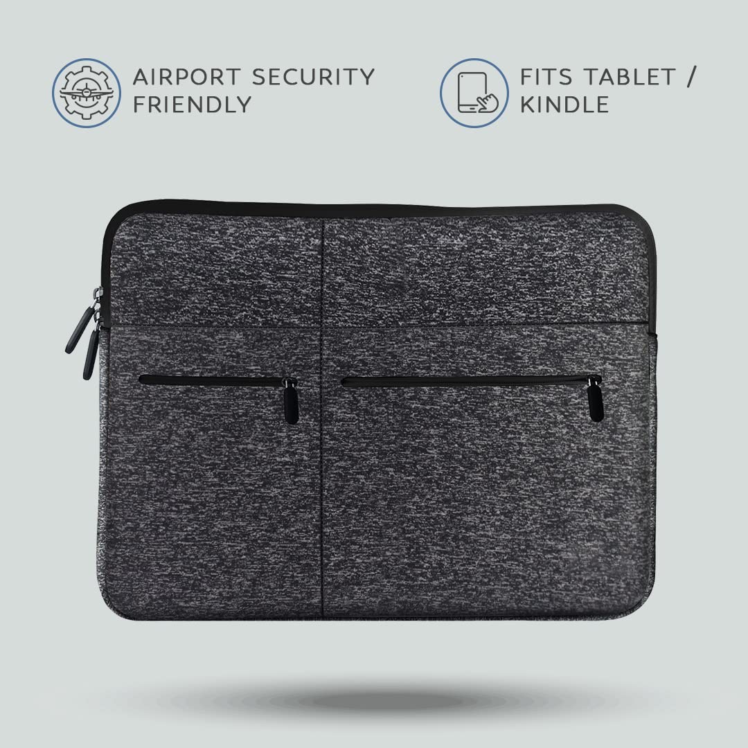 AirCase Premium Laptop Bag with 6 Pockets fits Upto 14.1" Laptop/MacBook, Wrinkle Free, Padded, Water Resistant Light Neoprene case Cover Sleeve Pouch, for Men & Women, Ash