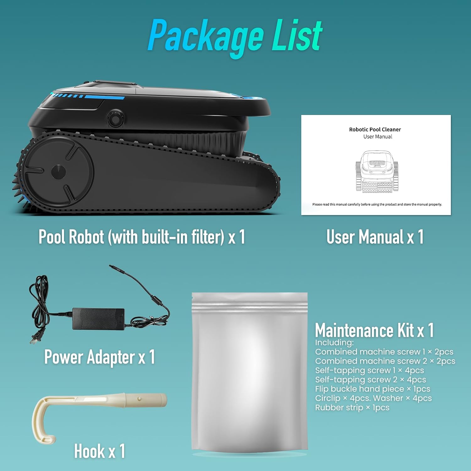 Pool Robot Vacuum, Cordless Robotic Pool Cleaner | 5000GPH, 120min run, Cleans floor/walls/waterline. Auto-park. For inground/above ground pools up to 1830 sq ft.