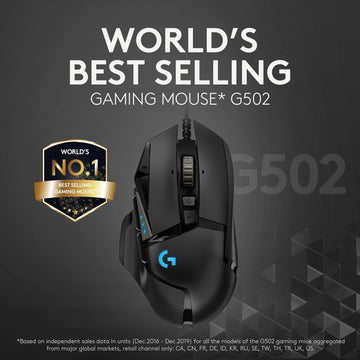 Logitech G502 Hero High Performance Wired Gaming Mouse, Hero 25K Sensor, 25,000 DPI, RGB, Adjustable Weights, 11 Programmable Buttons, On-Board Memory, PC/Mac - Black