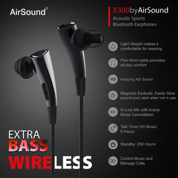 AirSound X300 Wireless Bluetooth in-Ear Headphones, Magnetic-Auto Pause/Auto-Play, HD Stereo & Mic