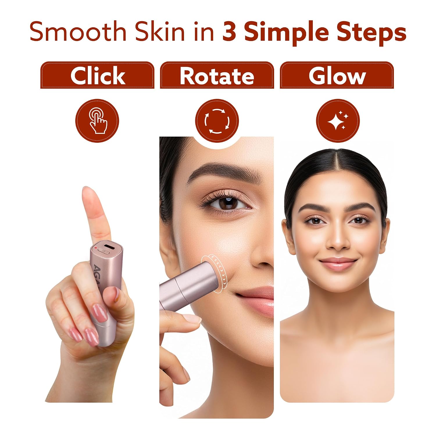 AGARO Facial Hair Removal Machine for Women, Rechargeable Eyebrow Trimmer, Cordless, Safe & Painless Electric Shaver, Hypoallergenic Blade, Multi Use for Upper Lip, Chin, Cheek & Forehead, FHR190