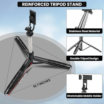 WecoolS5s Selfie Stick with Tripod Stand 360 Degree, Extendable Upto 62 inch Long Selfie Stick-Black