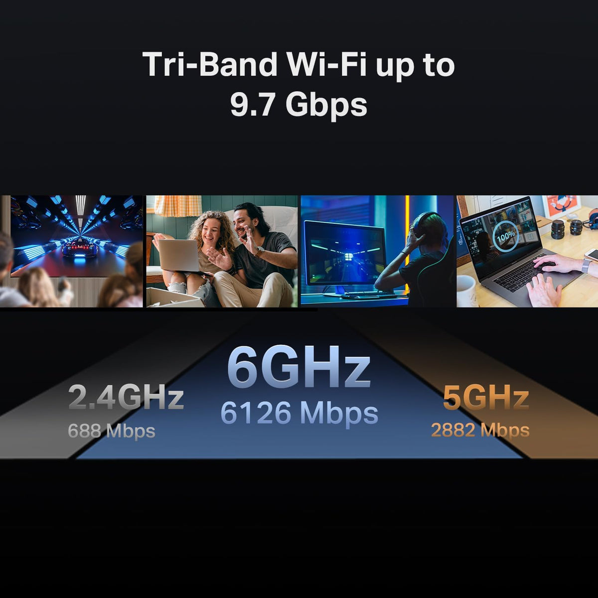 TP-Link Tri-Band BE9700 WiFi 7 Router, Archer BE550 Pro