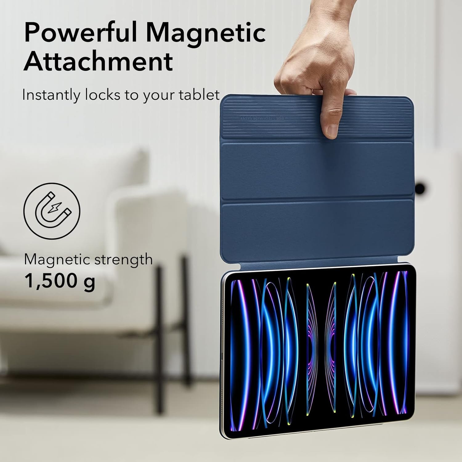 ESR for iPad Pro 11 inch Case (2022/2021/2020, 4th/3rd/2nd Generation), Convenient Magnetic Attachment, Two-Way Stand, Full Pencil 2 Support, Auto Sleep/Wake, Rebound Magnetic Case, Navy Blue