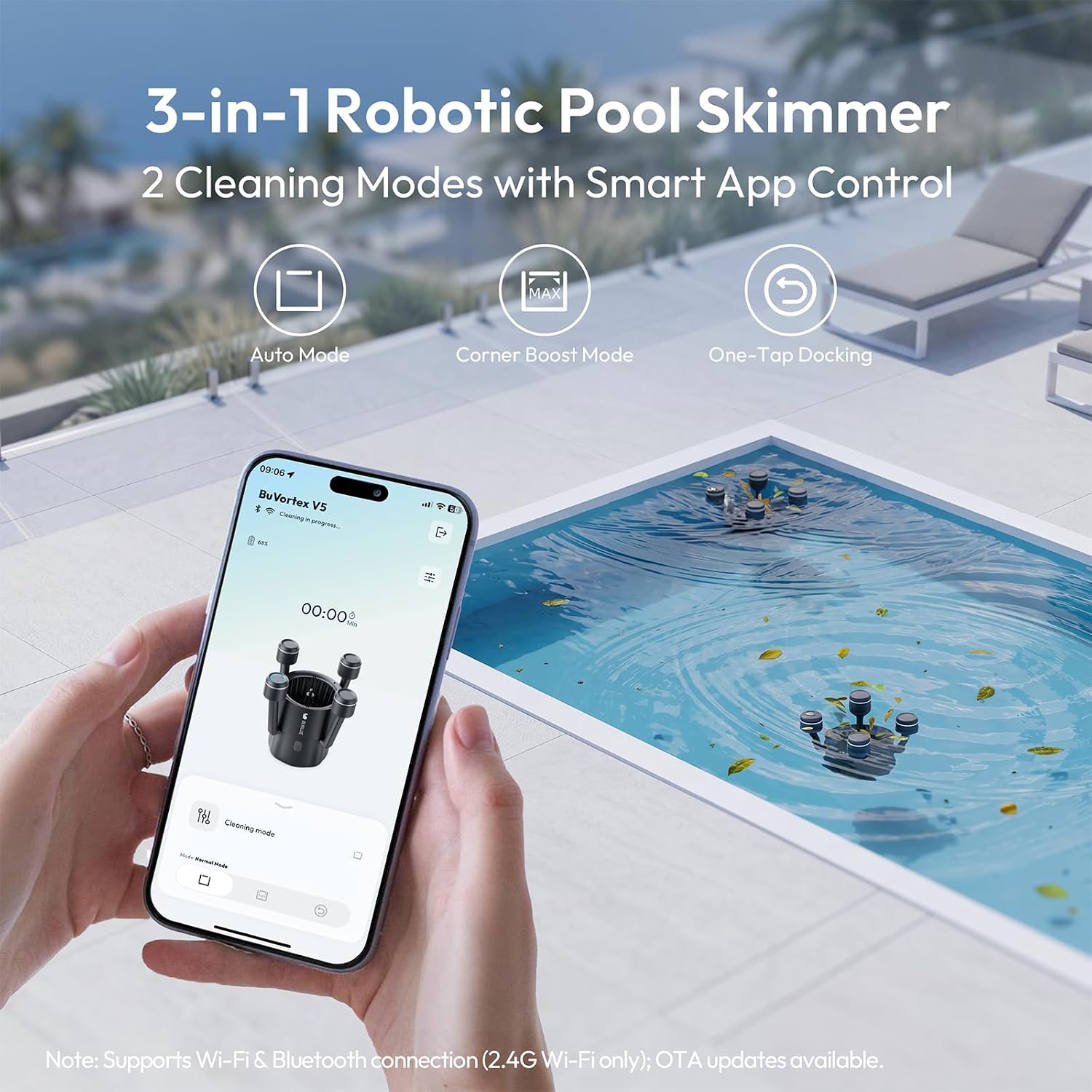 (2026 Upgrade) BUBLUE BuVortex V5 Pool Skimmer Robot,Pool Surface Skimmer Robot with App Control,5L Filter,Dual Cleaning Modes,AI Navigation,Ideal for In-Ground & Above-Ground Pools,Dark Gray